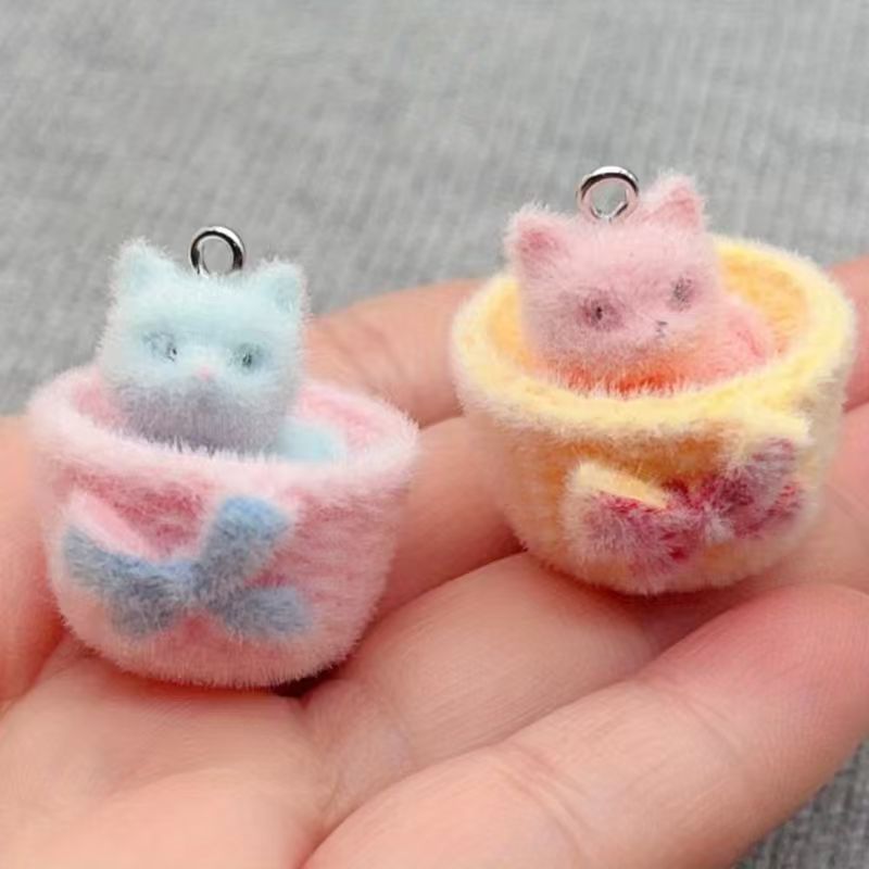 Jewelry Making With Resin - 4pcs 3D plush resin cat pendant,