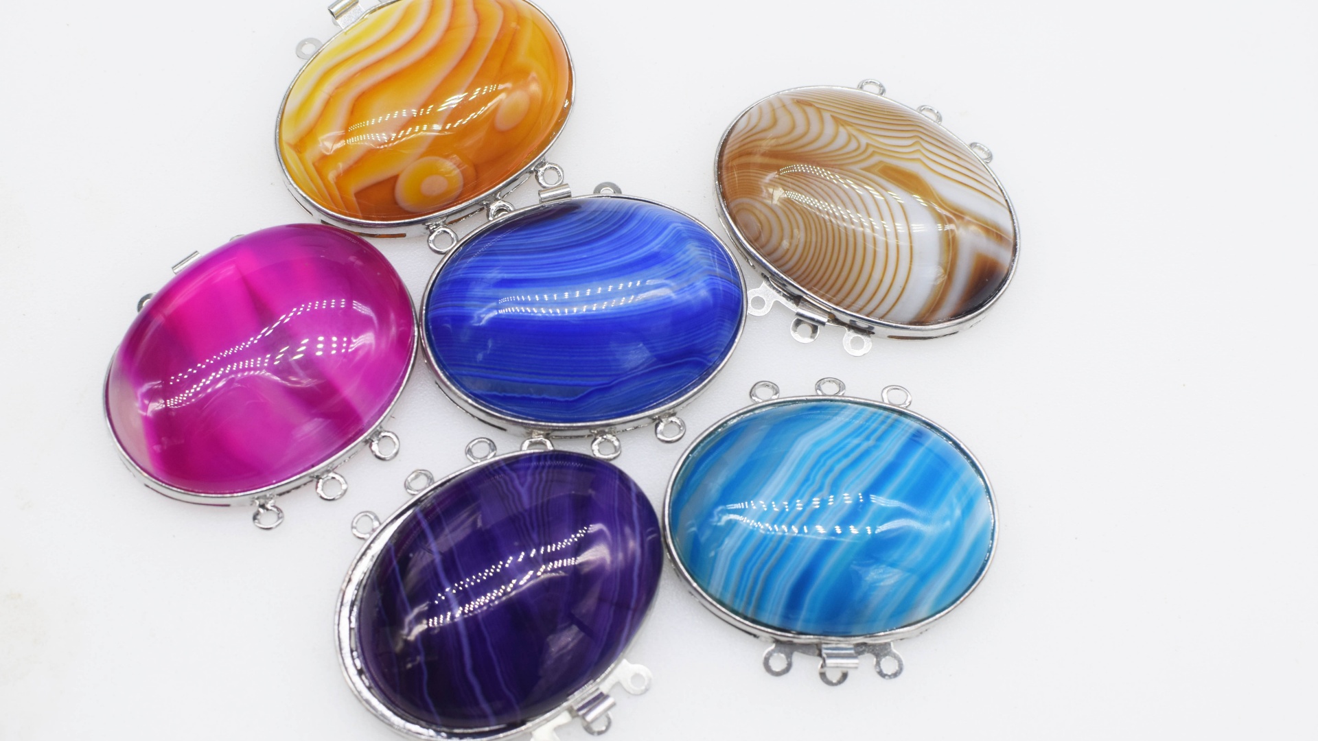 1Piece Multicolor Agate Flat O - Jewelry Making With Stones review and price