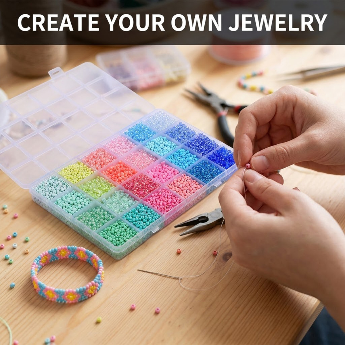 5200pcs 3mm Glass Seed Beads K - Jewelry Making Course review and price
