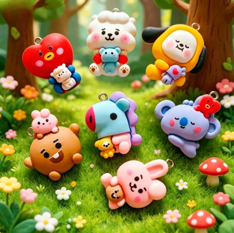 7pcs BT21 Resin Cartoon Charm  - Jewelry Making With Resin review and price