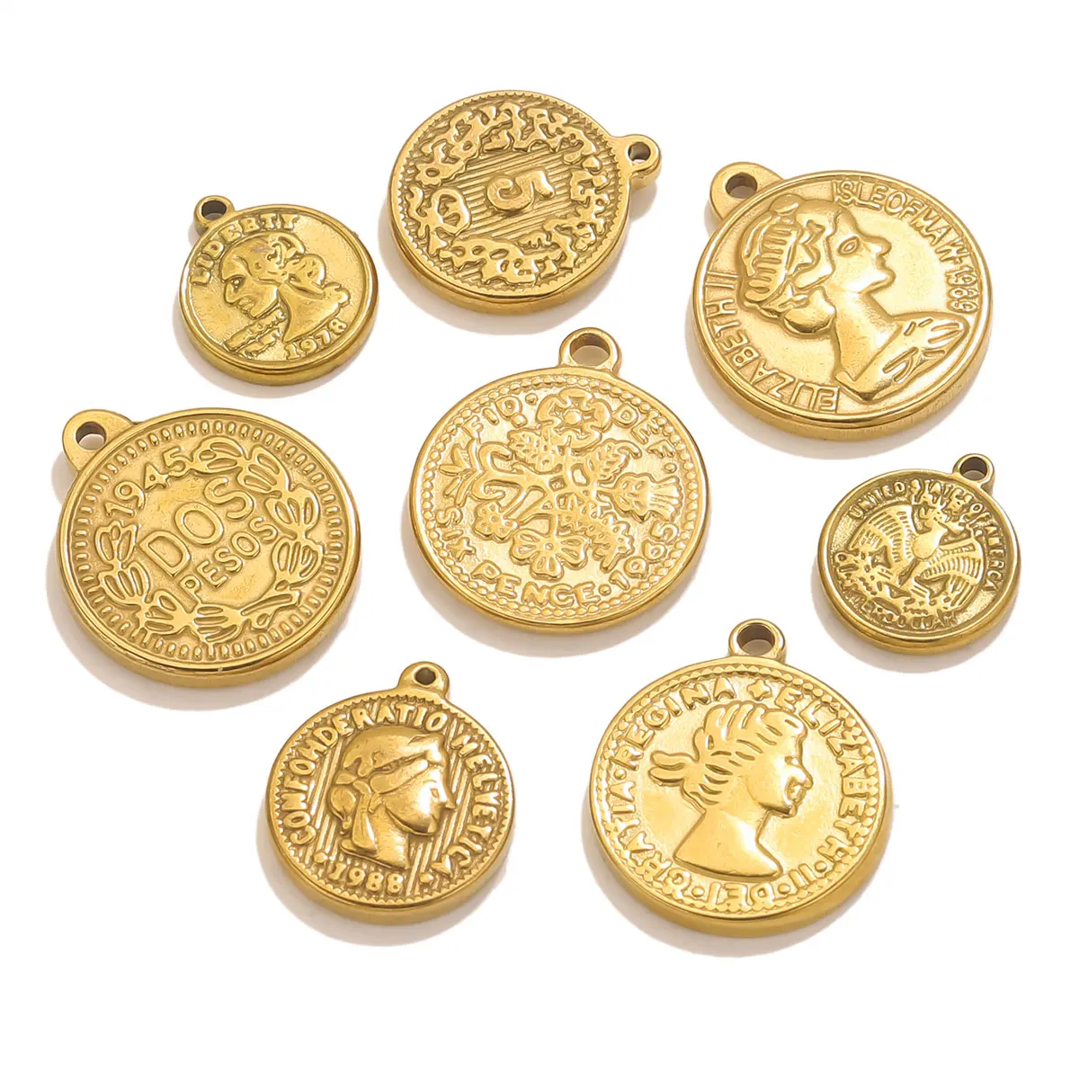 5PCS Stainless Steel Medal Coi - Jewelry Making Materials Wholesale review and price