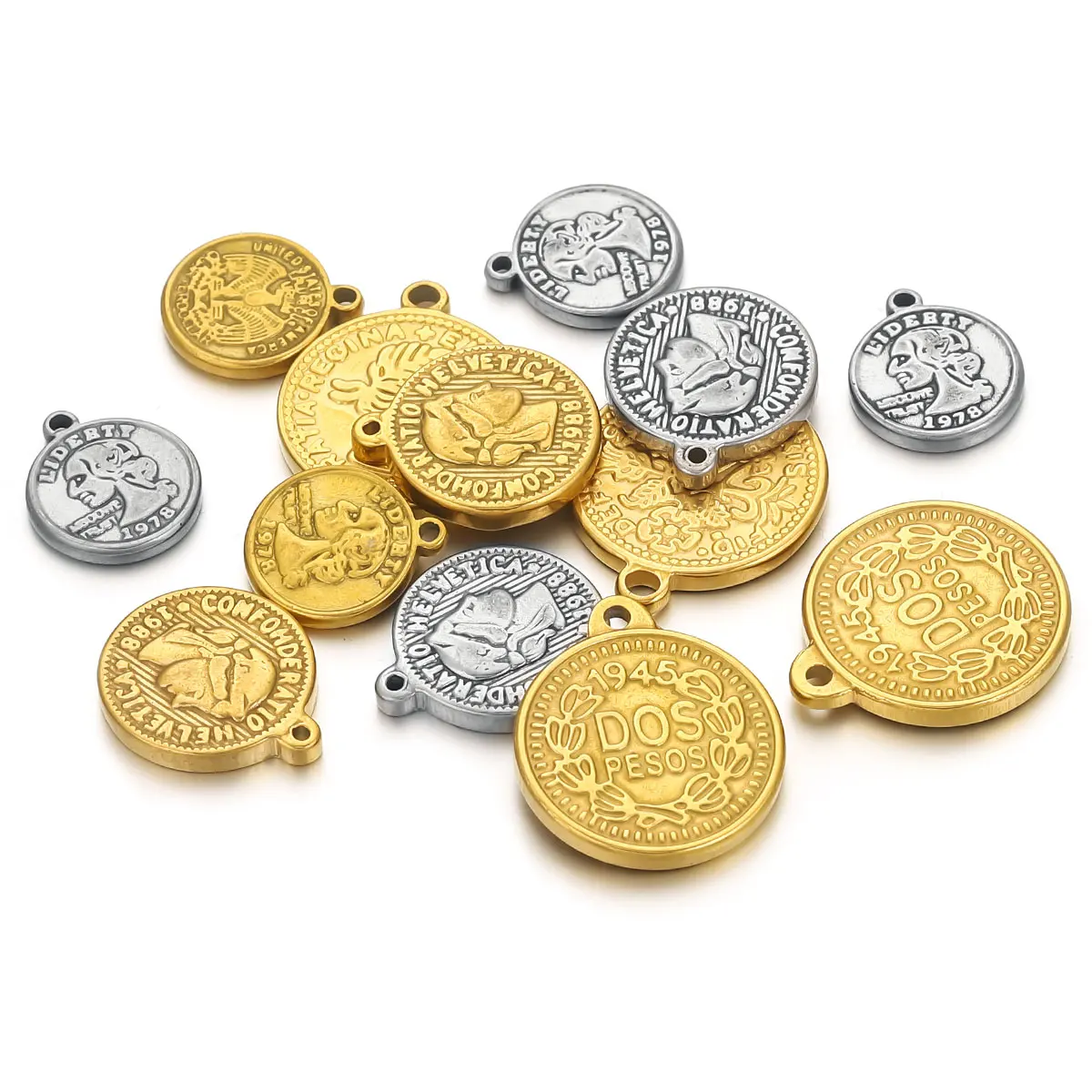 5PCS Stainless Steel Medal Coi - Jewelry Making Materials Wholesale review and price