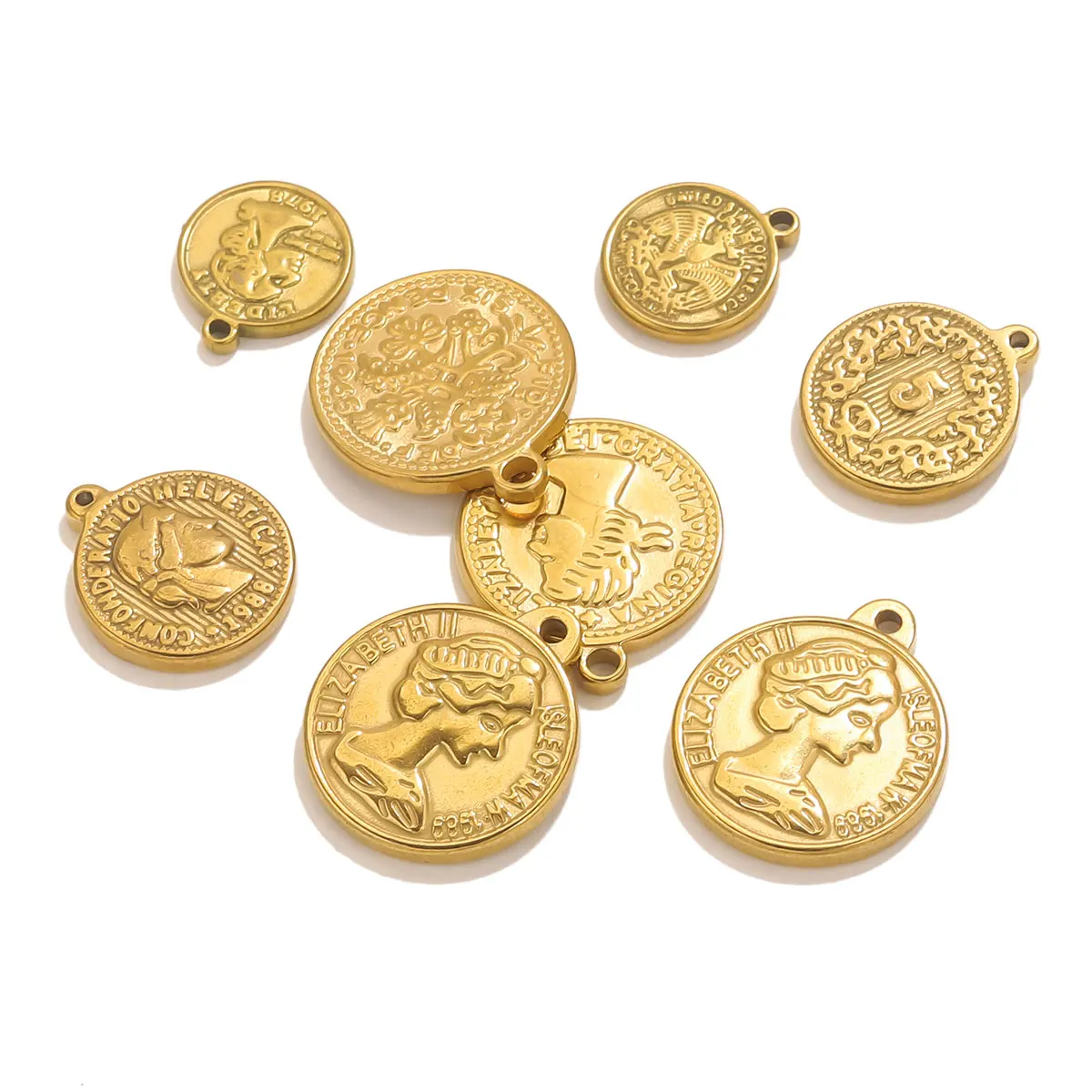 5PCS Stainless Steel Medal Coi - Jewelry Making Materials Wholesale review and price