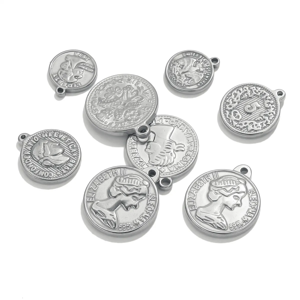 5PCS Stainless Steel Medal Coi - Jewelry Making Materials Wholesale review and price